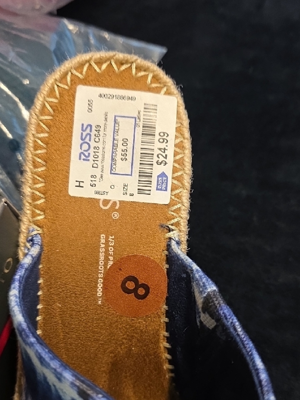 TOMS Blue and White Tie-Dye Espadrille Slide Wedge - Picture 5 of 5